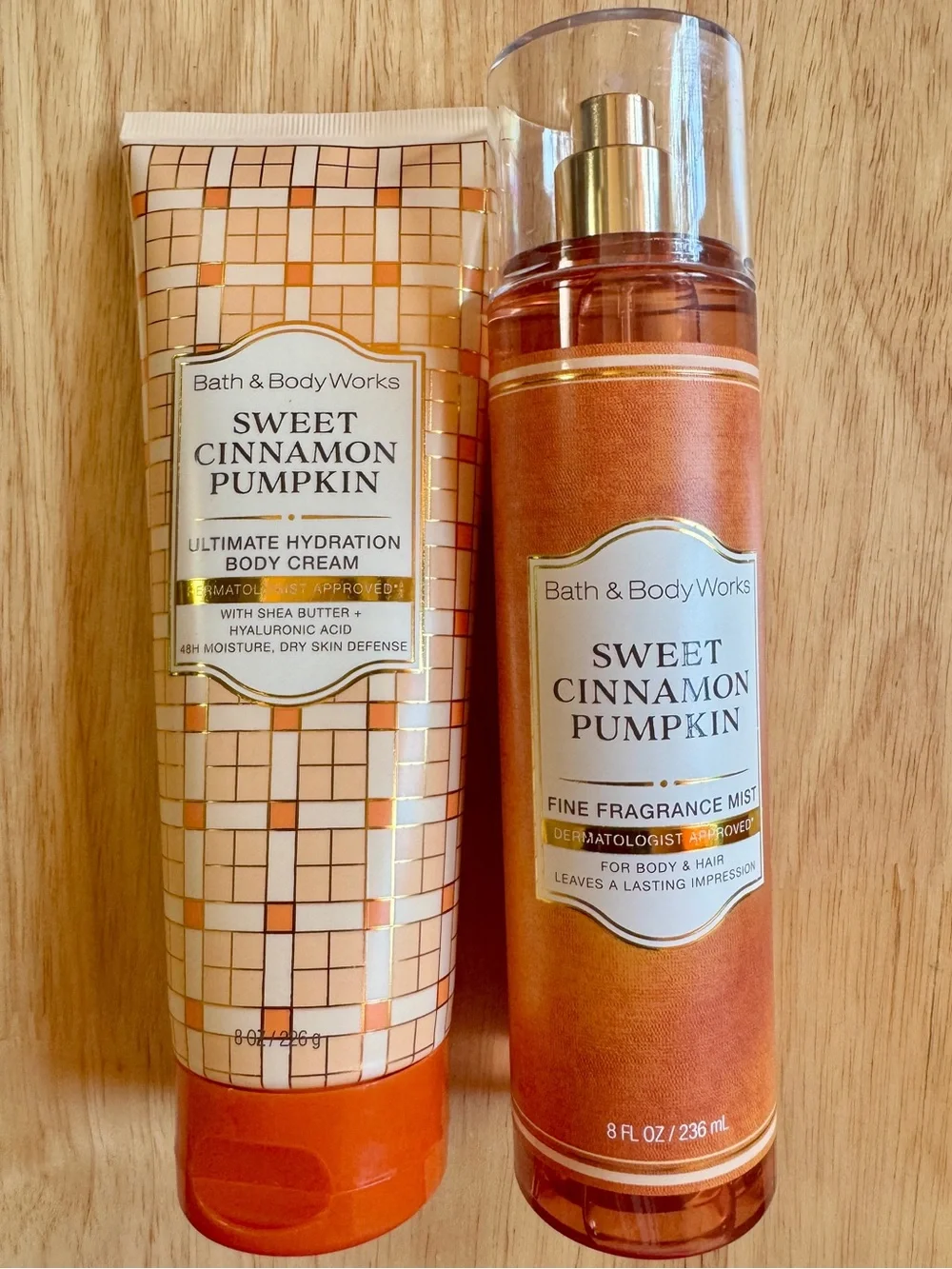 Bath & Body Works Sweet Cinnamon Pumpkin Body Cream & Mist - Orange, Cream